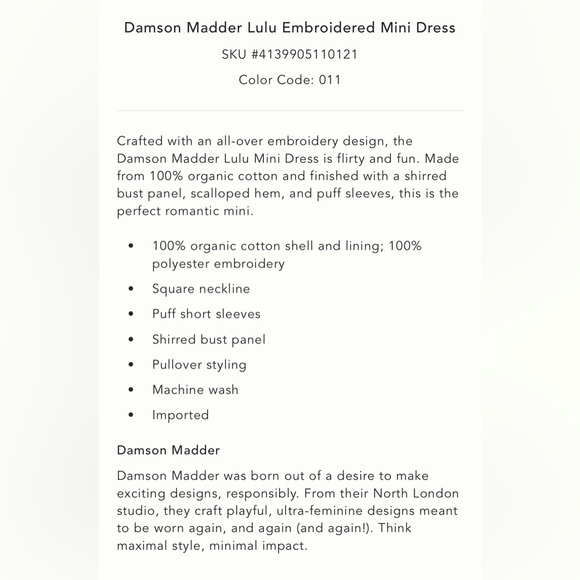 Damson Madder Lulu Embroidered Mini Dress - Picture 5 of 7